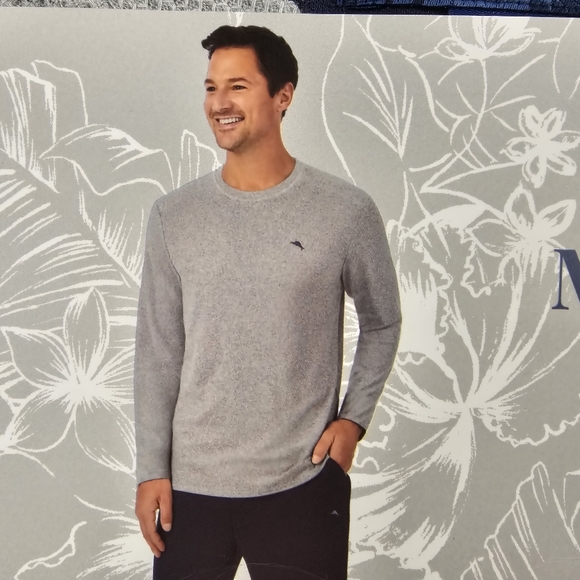 Tommy Bahama Men’s 2-Piece Relaxed Fit Lounge Set Gray & Blue Comfort Pajamas M - Picture 2 of 6